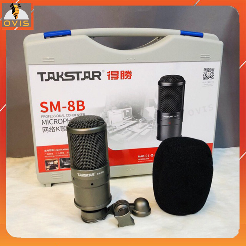 Micro thu âm condenser 48v màng thu lớn, có vali chống shock | takstar sm-8b