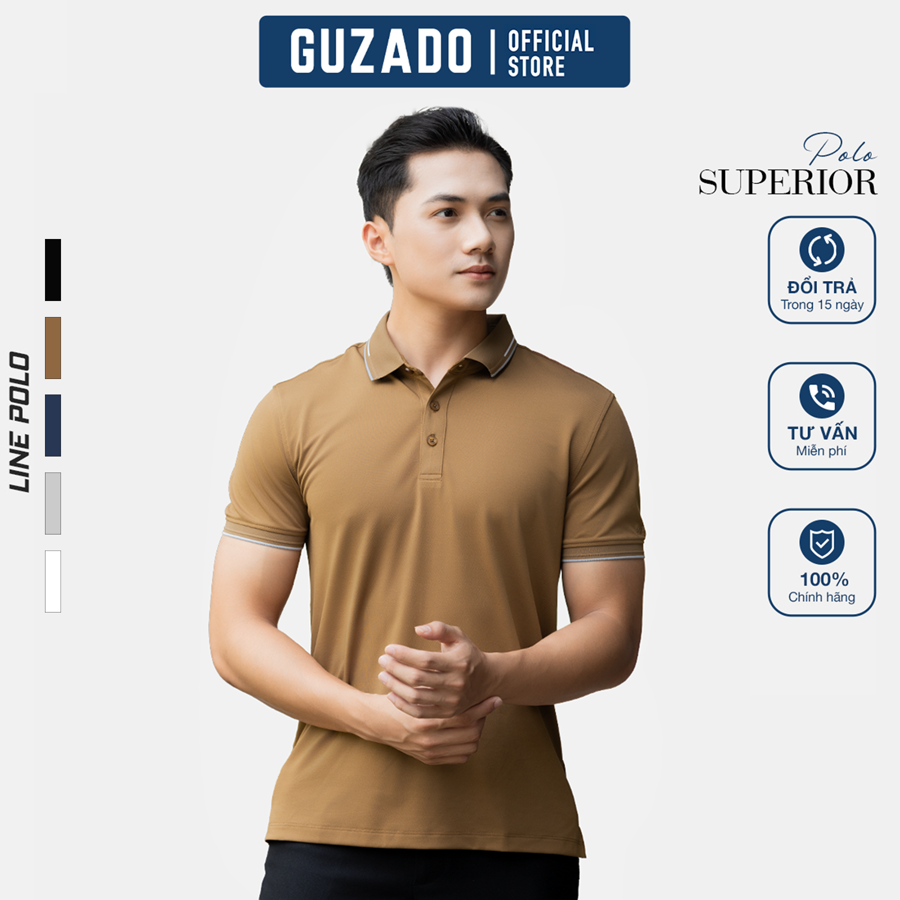   TẶNG QUÀ ĐƠN 599K CHỈ 29.12  Áo Polo Nam GUZADO Chất Vải Cá Sấu Thời Trang Thanh Lịch Dễ Phối Đồ Với 5 Màu Cơ Bản Hoạt Động Thoải Mái MPS206 