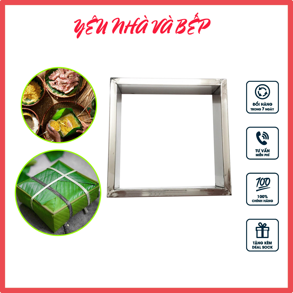 Khuôn gói bánh chưng Inox siêu bền, gói bánh chưng vuông siêu đẹp và nhanh