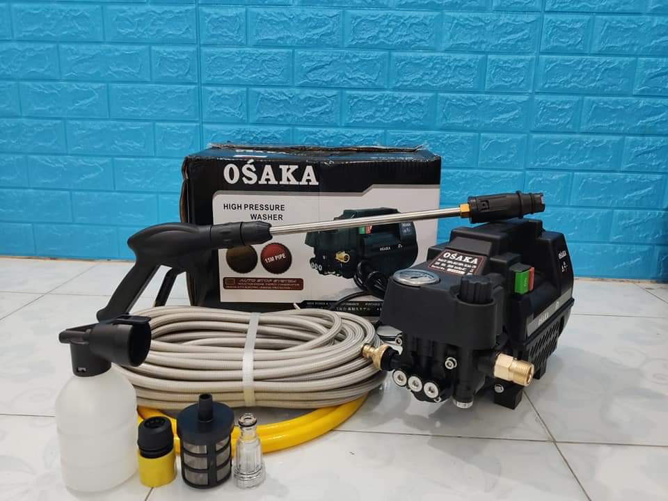 [HCM]Máy rửa xe chỉnh áp Osaka R1 - 2800W - dây cao áp 15m - tặng bình bọt tuyết thanh nối inox