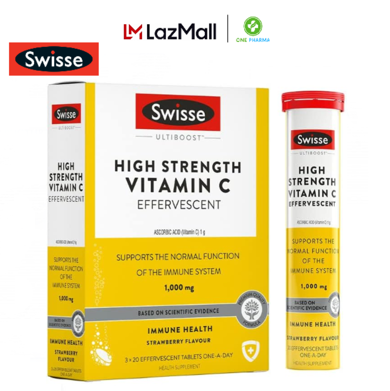 Viên Sủi Vitamin C Swisse High Strength Vitamin C 1000mg, 60 viên