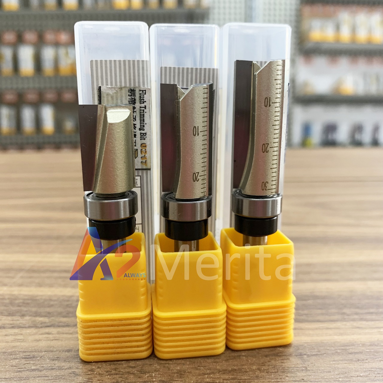 Mũi phay gỗ thẳng ổ bi trên cốt 1/4" arden - made in taiwan - giá 1 mũi