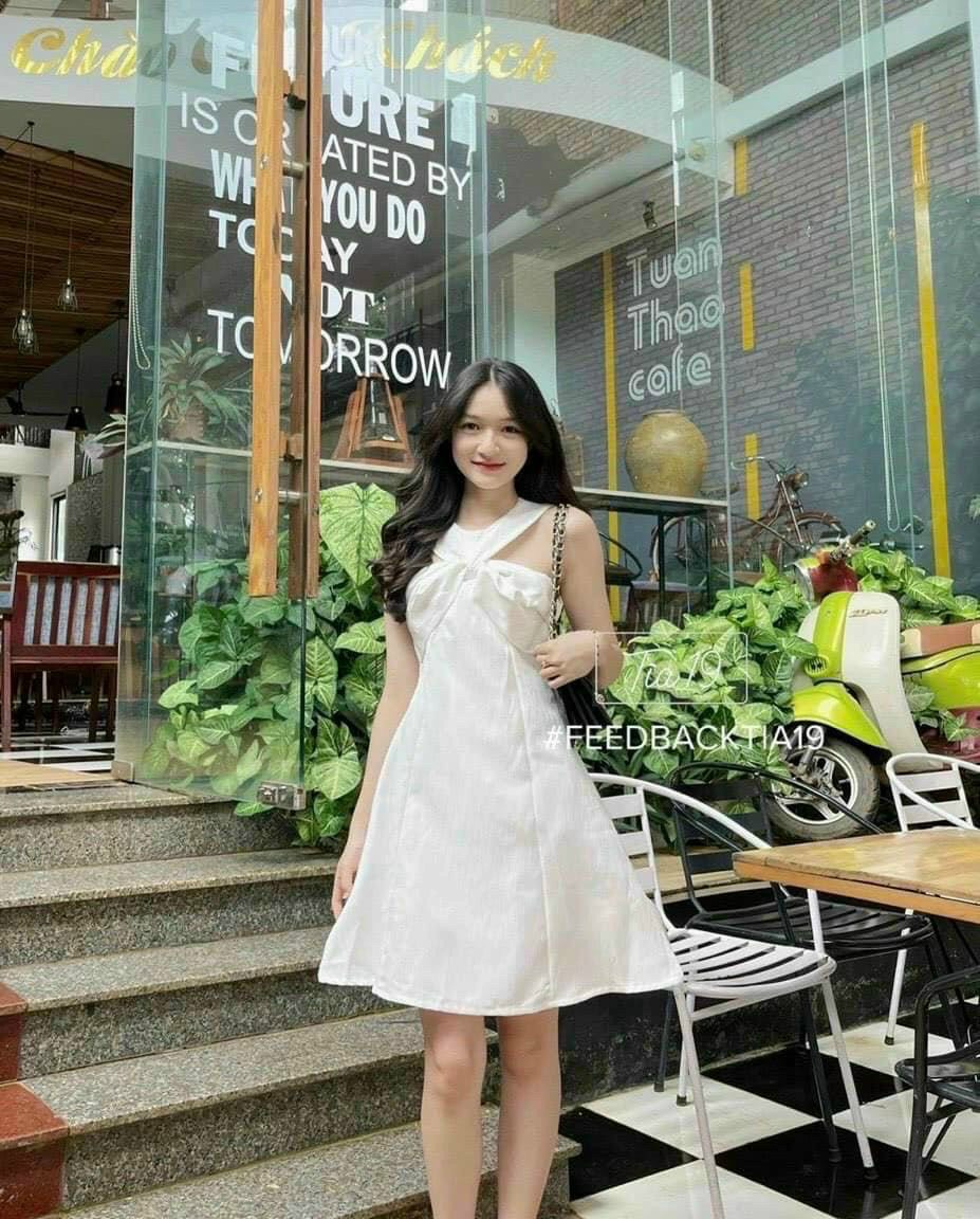 Váy đầm nữ xòe xoắn ngực siêu xinh lun nhé
