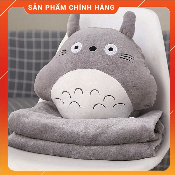 Gối mền văn phòng TOTORO tròn chức năng 3 trong 1, nỉ nhung siêu mịn