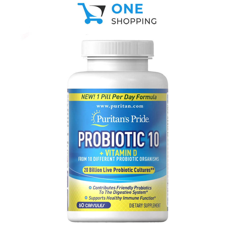 Viên uống lợi khuẩn Puritan s Pride Probiotic 10 with Vitamin D 60 viên