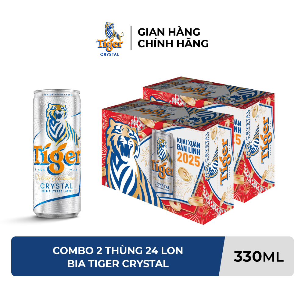 Combo 2 Thùng 24 lon bia Tiger Crystal 330ml/lon - Bao Bì Xuân