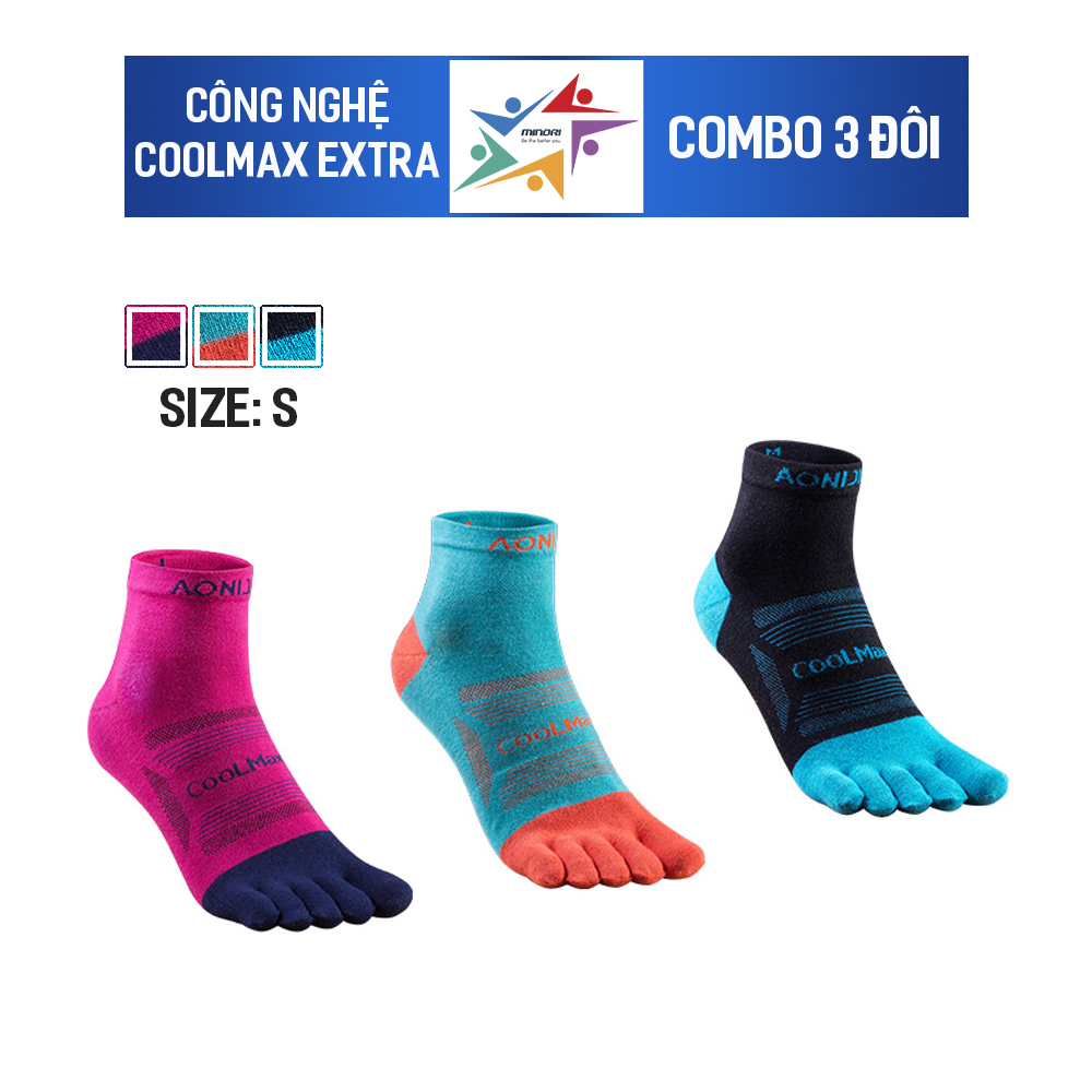 Combo 3 đôi vớ tất xỏ ngón thể thao cổ ngắn aonijie e4802 chạy bộ chạy trail marathon