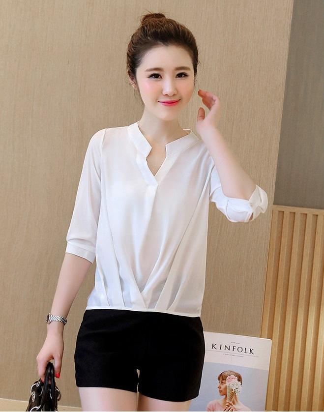 Retail at wholesale price.  Women's Office Shirt with Pleated Collar