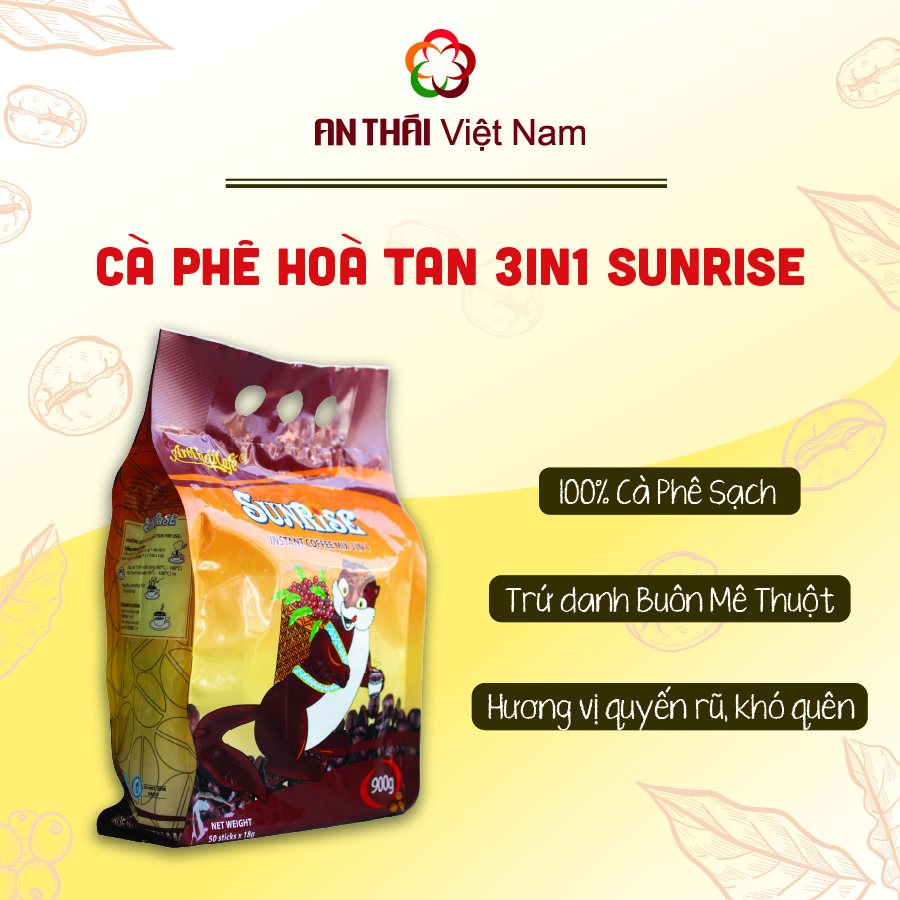 Coffee milk 3in1 Sunrise, phase uống liền vị ngọt béo delicious without