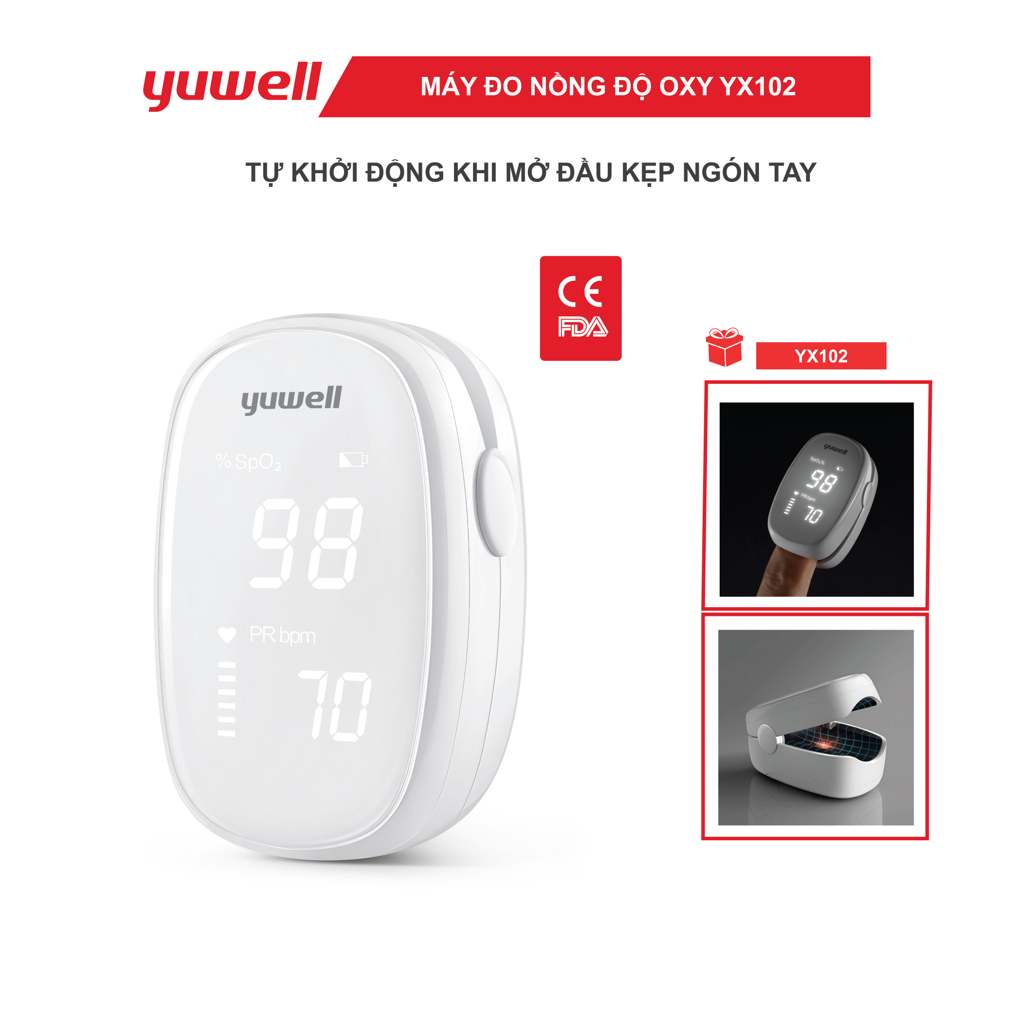 Máy đo nồng độ oxy trong máu và nhịp tim yuwell yx102