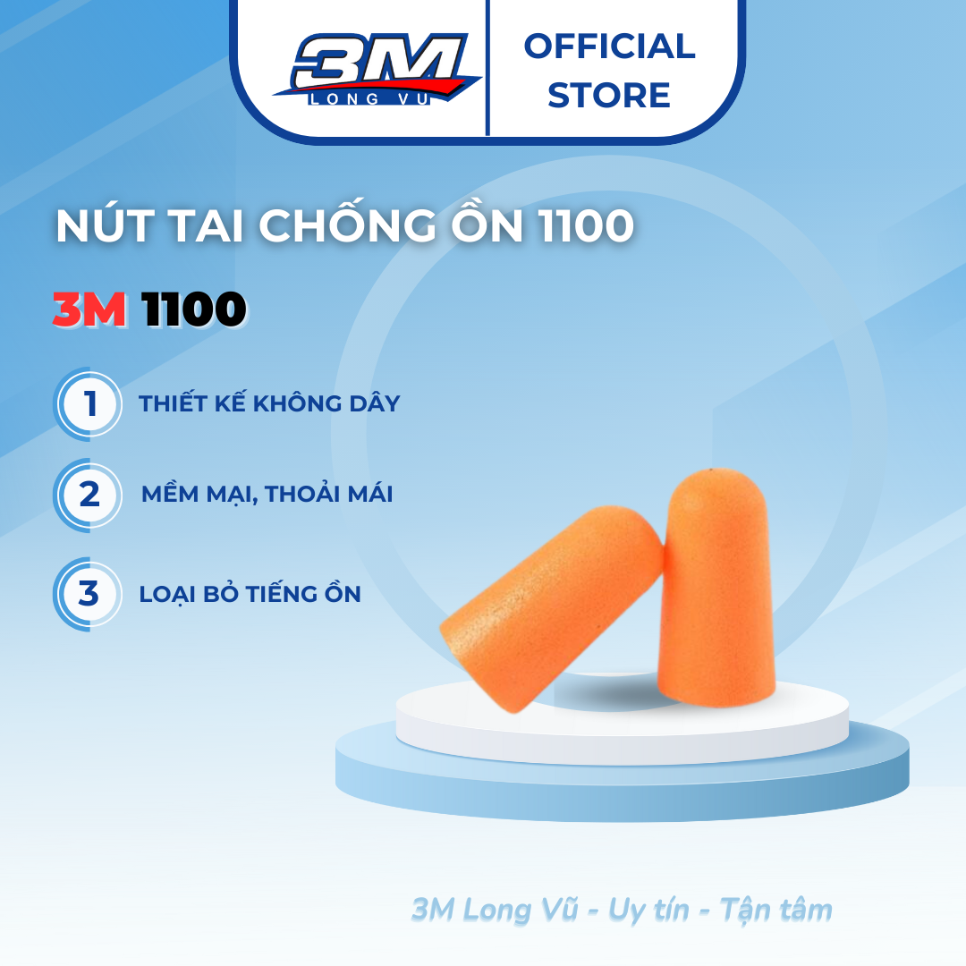 Bộ 10 Đôi Nút Tai Chống Ôn Dạng Bọt Xốp Không Dây 3M 1100 Giảm Tiếng Ốn 29dB - Nút Tai Chống Ồn, Nút Bảo Vệ tai  3M 1110 - 3M Long Vu