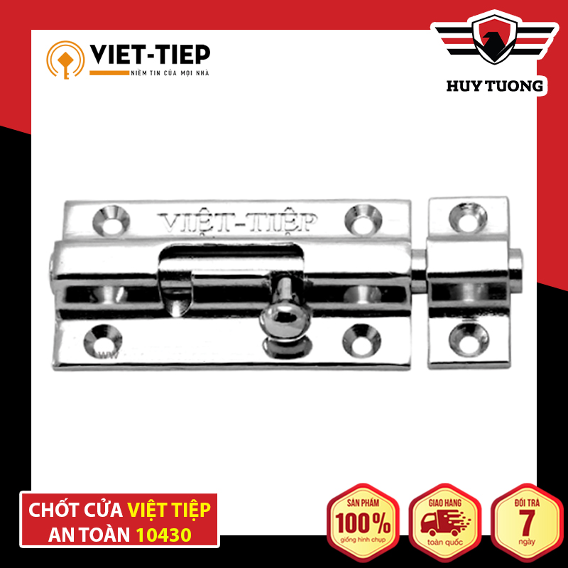 Chốt ngang an toàn Việt Tiệp 100% Inox không gỉ cao cấp 98 x 43 mm, lắp đặt dễ dàng - Huy Tưởng
