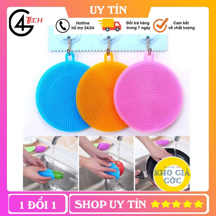 Miếng rửa chén bát silicon có lỗ treo