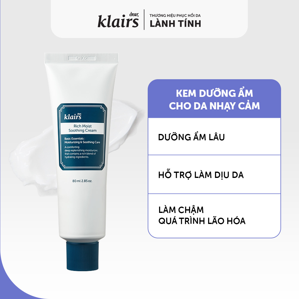 Kem dưỡng DEAR, KLAIRS RICH MOIST SOOTHING CREAM 80 ml