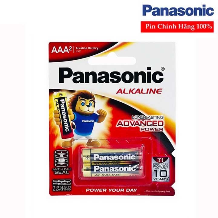 Pin đũa loại vĩ 2 viên aaa panasonic alkaline lr03t/2b