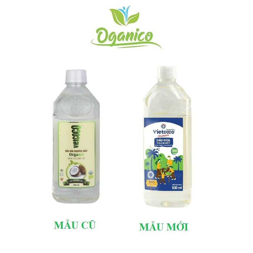 Dầu dừa Vietcoco Organic tinh khiết nguyên chất nấu ăn 500ml DNAV