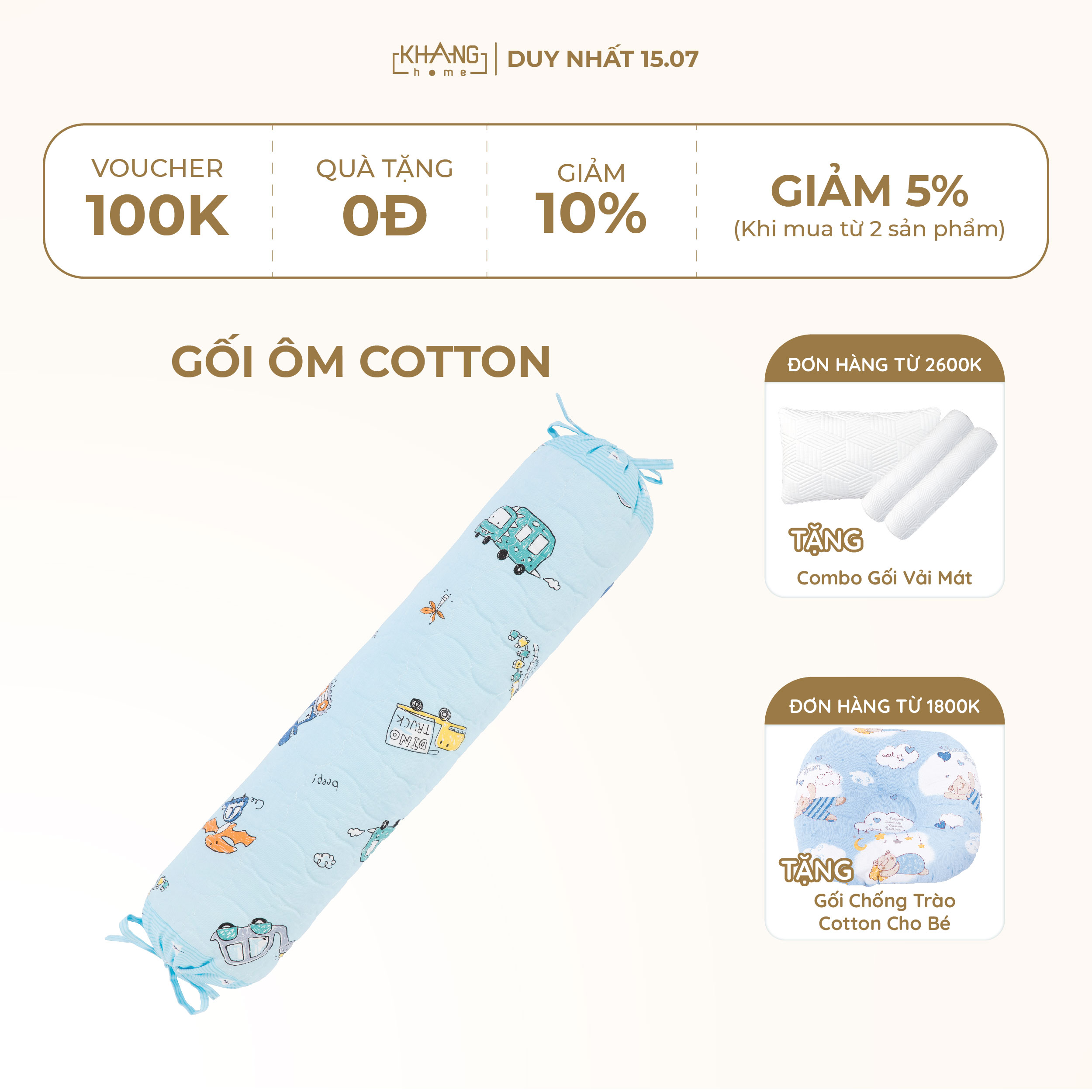 Gối Ôm Trẻ Em Cao Cấp Khang Home Êm Ái Cho Bé Ngủ Ngon