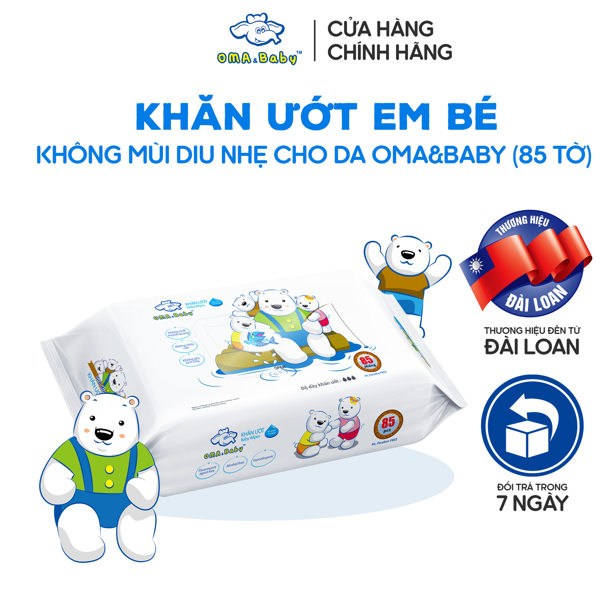 Khăn Ướt Cho Bé OMA & Baby Không Mùi