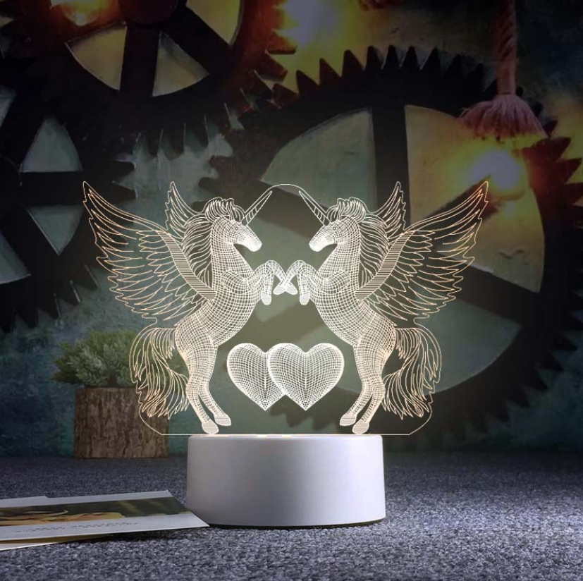 Đèn led 3D trang trí để bàn: Mẫu Song mã