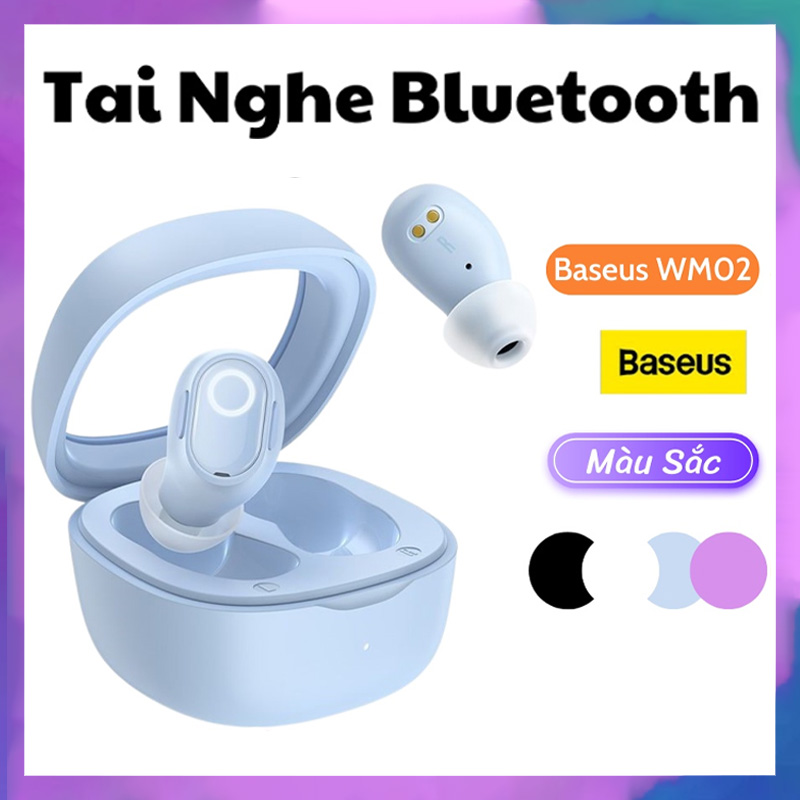 Tai Nghe Bluetooth Không Dây Baseus WM02 - Bluetooth 5.3, Kháng Nước IPX5, Chống Ồn - Bảo Hành 12 Tháng - Tai nghe baseus bluetooth chống ồn, tai nghe bluetooth chống nước, tai nghe bluetooth giá rẻ, tai nghe gaming, tai nghe thể thao