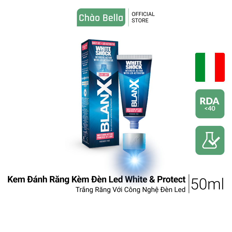 Bộ đôi Kem đánh răng BlanX Giúp Răng Trắng Sáng BlanX Toothpaste White Shock blue fomula 50ml - @chaobella