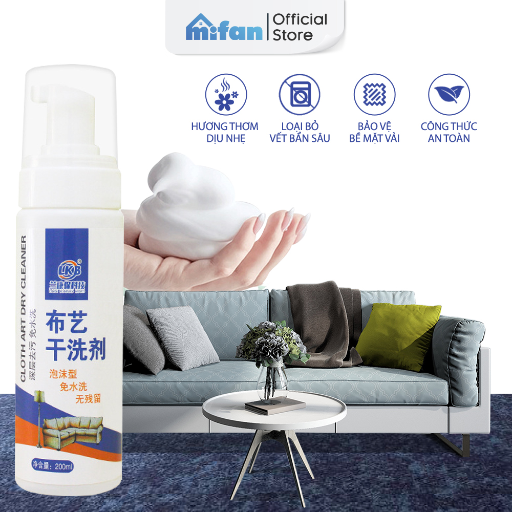 Bình Xịt Vệ Sinh Sofa LKB 200ml - Tẩy Sạch Vết Bẩn Sofa, Rèm Cửa, Thảm, Ghế Ô Tô, Xe Hơi - Không Hại Bề Mặt - MIFAN