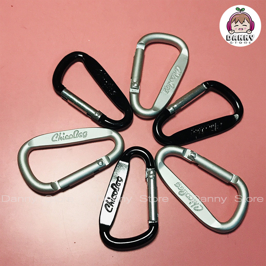Combo 5 móc khóa hợp kim nhôm chữ d tiện dụng, móc carabiner dập chữ màu đen