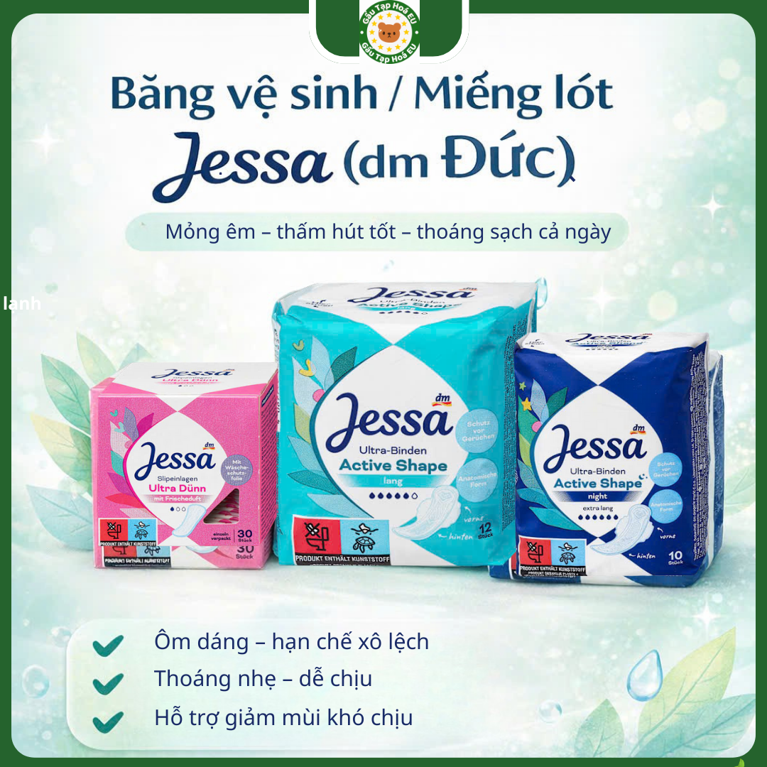 [Hàng Đức dm] Băng Vệ Sinh Jessa + Miếng Lót 1–5 Giọt | Mỏng Êm Thấm Hút Tốt, Hỗ Trợ Giảm Mùi