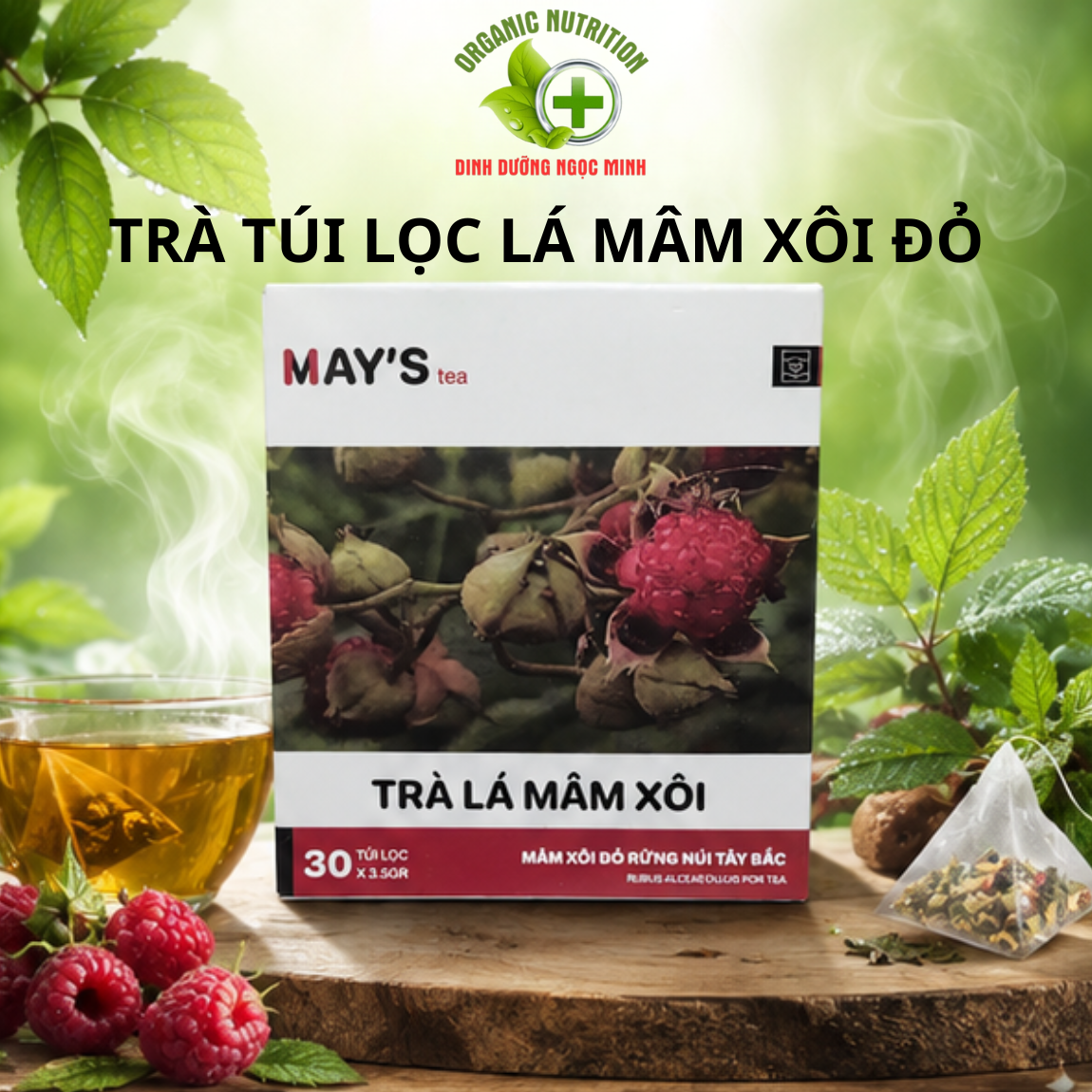 Trà Túi Lọc Lá Mâm Xôi Rừng Thanh Lâm – Trà Thảo Mộc Tự Nhiên Hỗ Trợ IVF - IUI Hộp 30 Túi Lọc