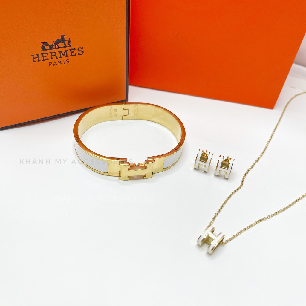 Set vòng tay - dây chuyền - khuyên tai hm cao cấp, chất liệu titan, thiết kế thời trang, trẻ trung và hiện đại