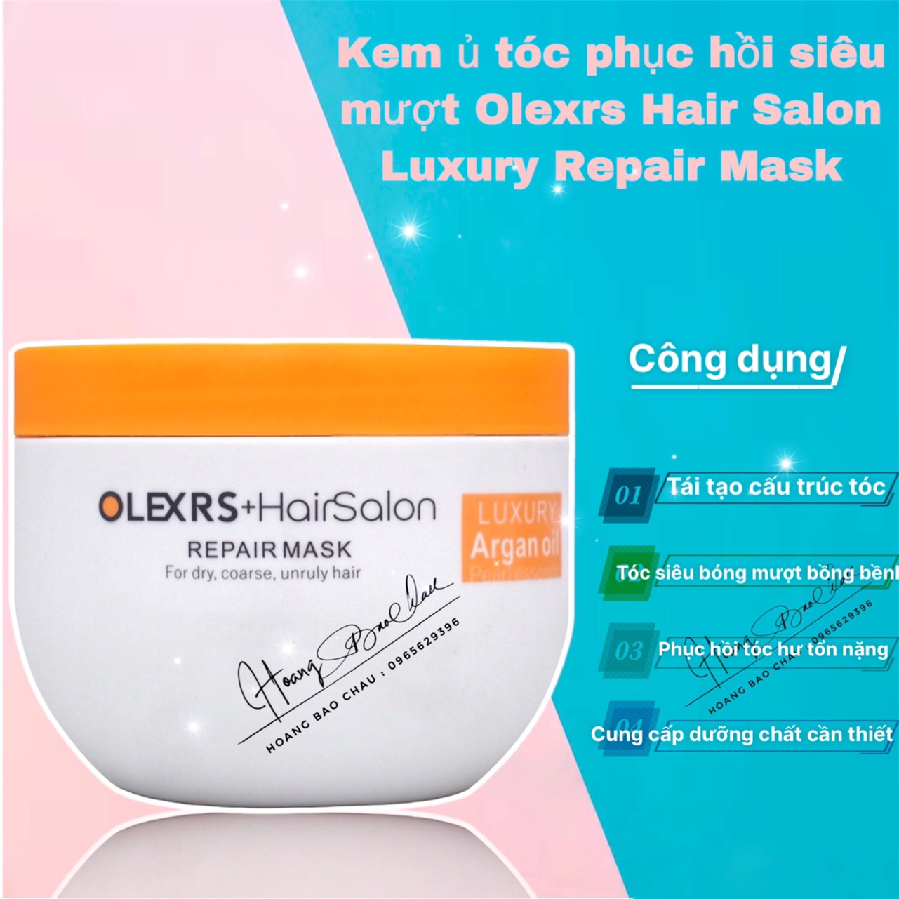 Kem ủ tóc phục hồi siêu mượt olexrs hair salon luxury repair mask 500ml