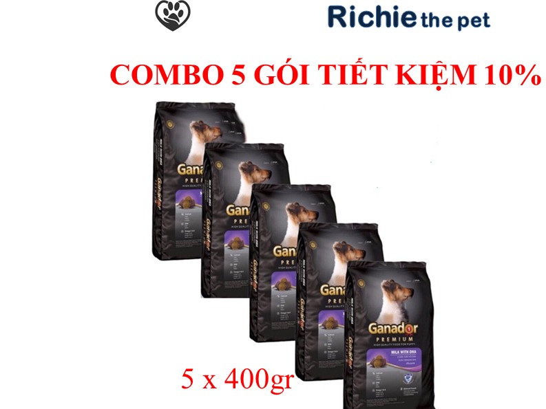 [HCM]Combo 5 gói vị sữa & DHA Ganador milk with DHA 400gram