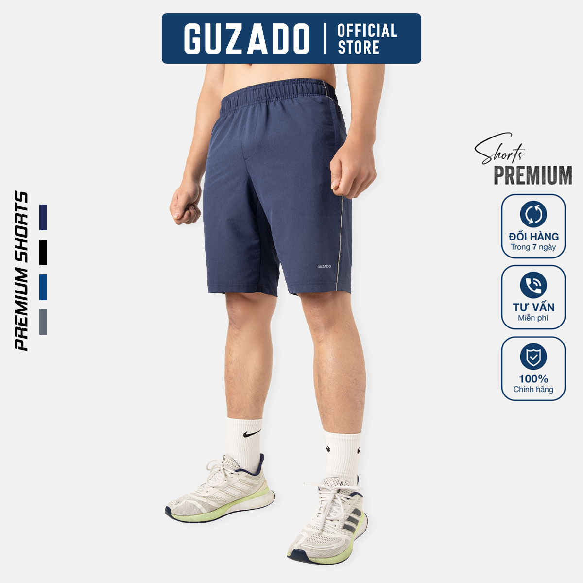 Quần short nam GUZADO, Quần đùi nam mặc nhà, Chất vải gió mềm, Co giãn Cực Tốt, Vận Động Thể Dục Thể Thao Thoải Mái MSR2306