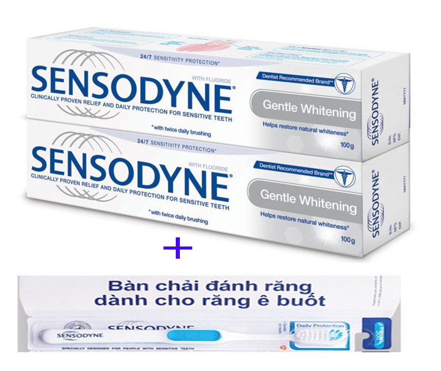 Kem Đánh Răng Sensodyne Gentle Whitening phục hồi trắng sáng,bảo vệ răng 100g +Tặng bàn chải - Thái Lan