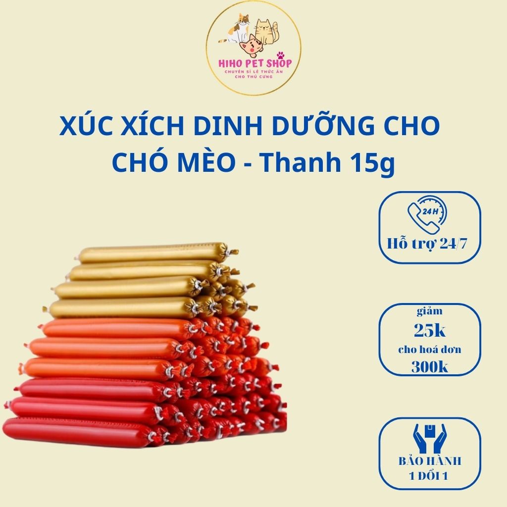 Xúc xích dinh dưỡng ngon bổ rẻ dành cho chó mèo - thanh 15g