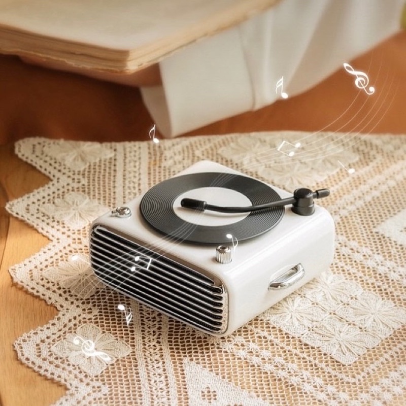 Loa Bluetooth mini hình đĩa than D10 solo phong cách retro châu Âu