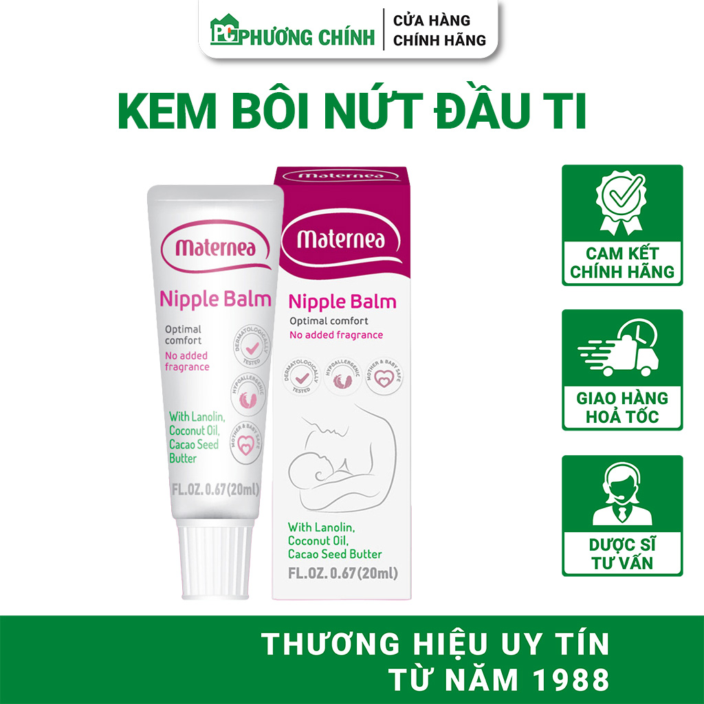 Kem Bôi Nứt Đầu Ti Maternea Nipple Balm Cho Mẹ - Giảm Khô Rát, Không Cần Rửa Lại Khi Cho Bé Ti 20ml