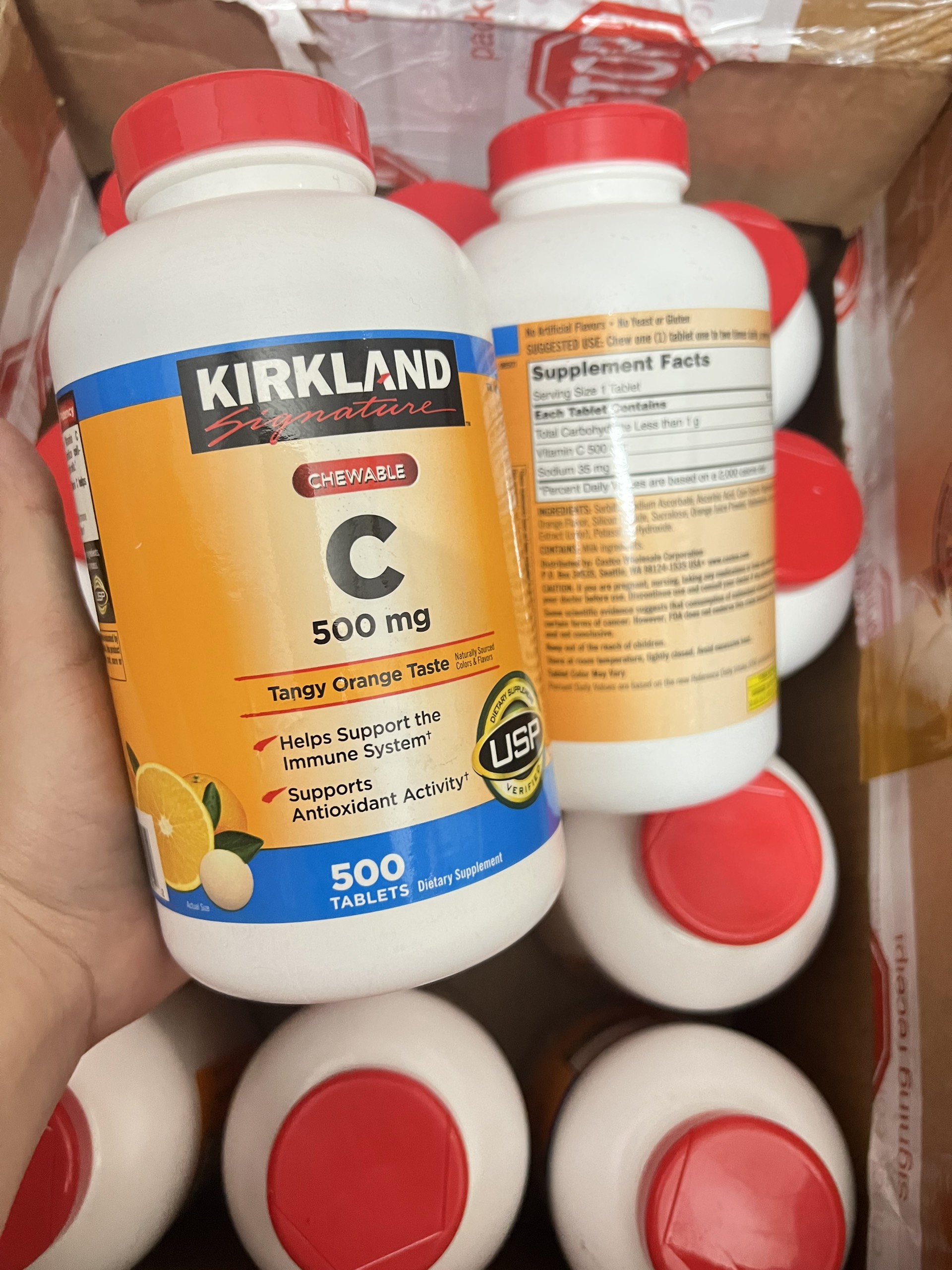 Viên ngậm bổ sung Vitamin C 500mg Kirkland Mỹ hộp 500 viên