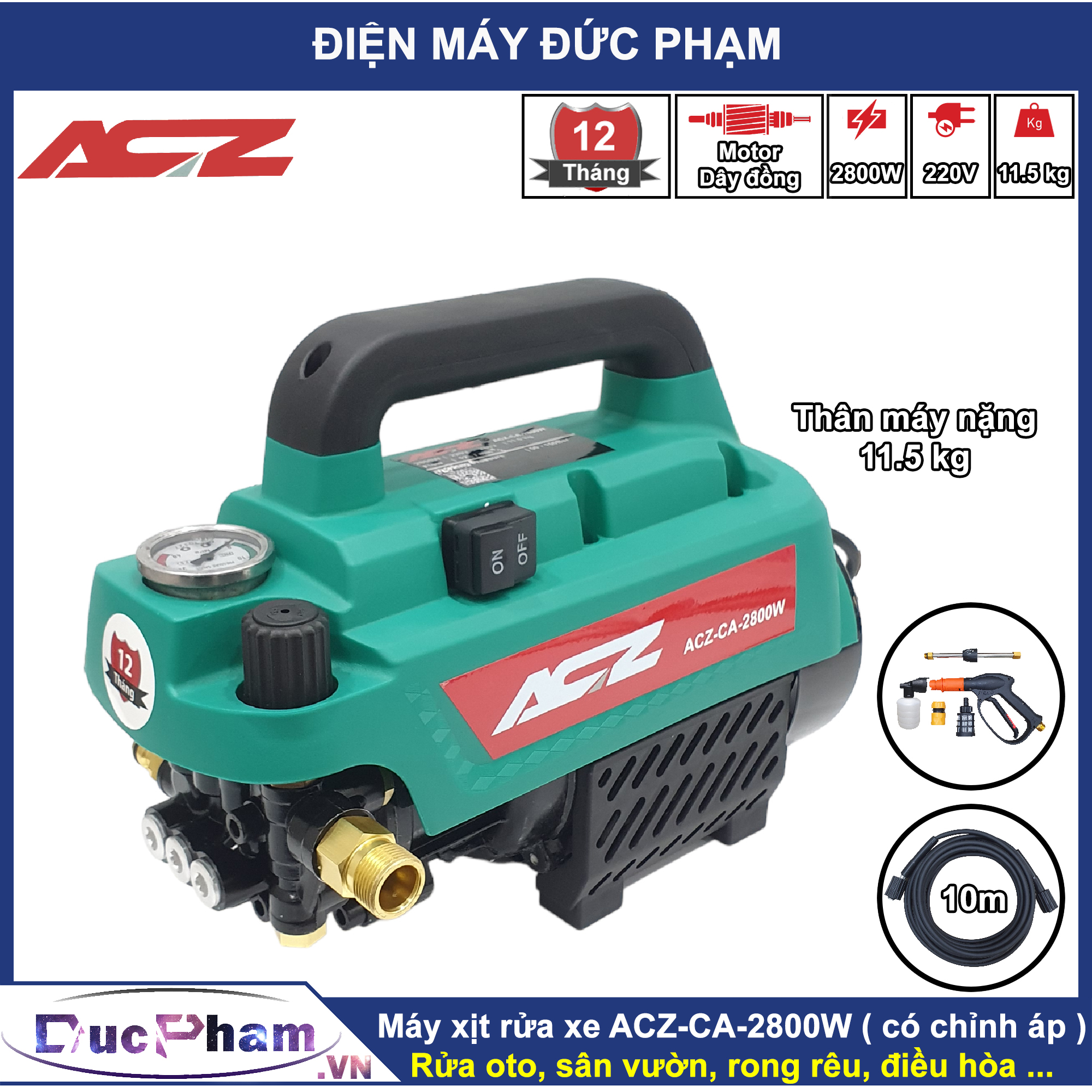 Máy rửa xe ACZ-CA-2800W ( motor dây đồng )