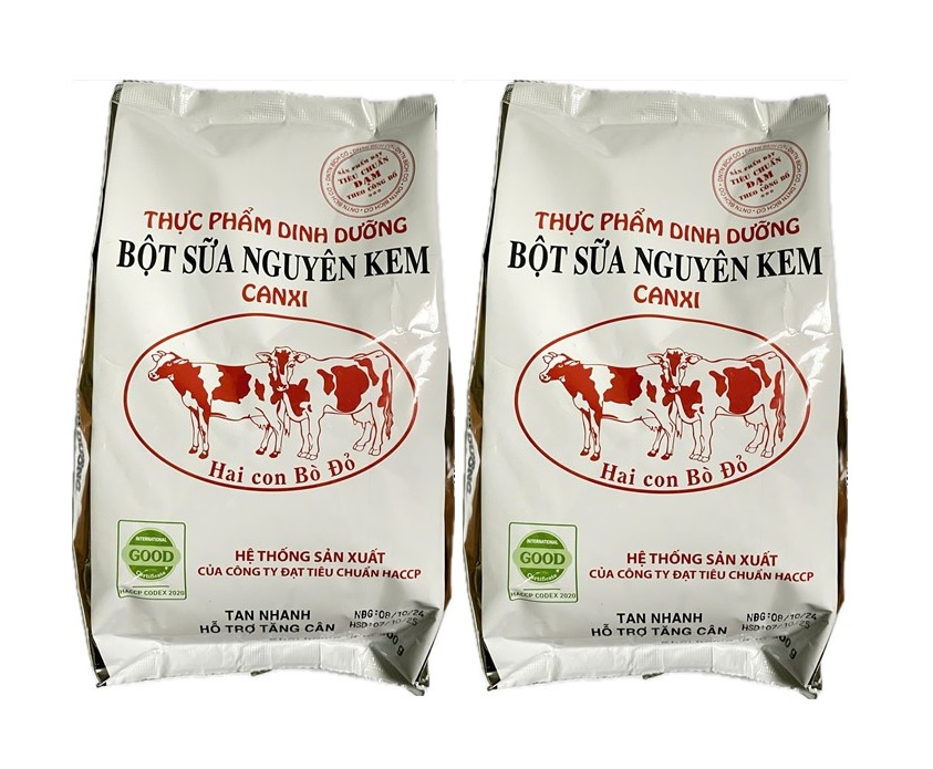 Combo 2 Túi Sữa Bột Nguyên Kem Hai Con Bò Đỏ (500g/túi)