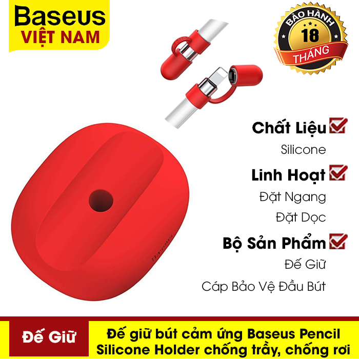 [BẢO HÀNH 18 THÁNG] Đế giữ bút cảm ứng Baseus Pencil Silicone Holder chống trầy, chống rơi