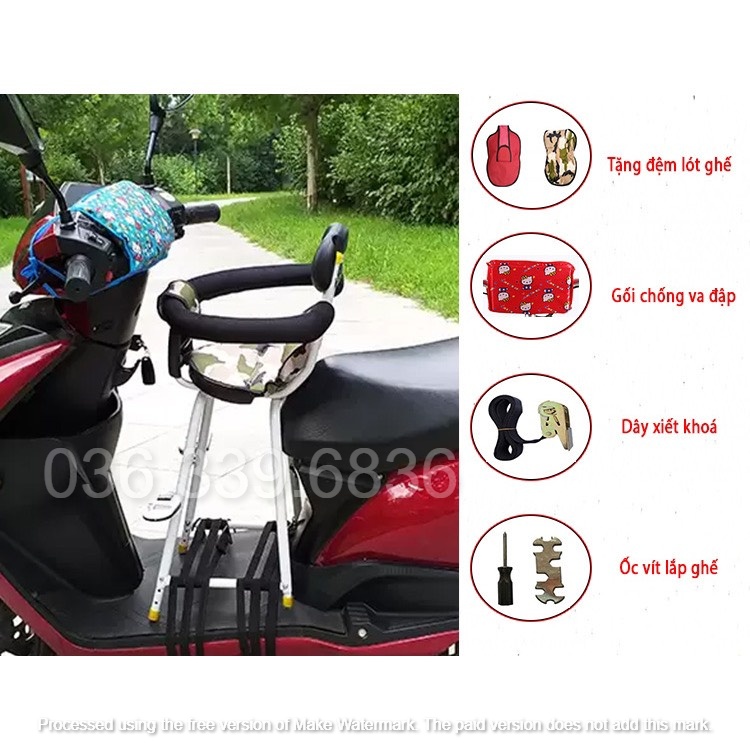 Ghế ngồi xe máy cho bé, Ghế xe máy cho bé ngồi trước xe ga, xe điện chở bé đi an toàn phù hợp Vision, SH, Lead, Vespa DT - 3
