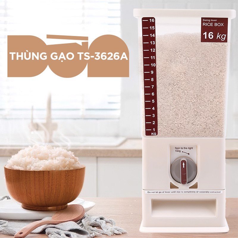 TASHUAN - Thùng Đựng Gạo 16KG Thông Minh Xuất Khẩu Tashuan TS-3626A - Hàng Chính Hãng