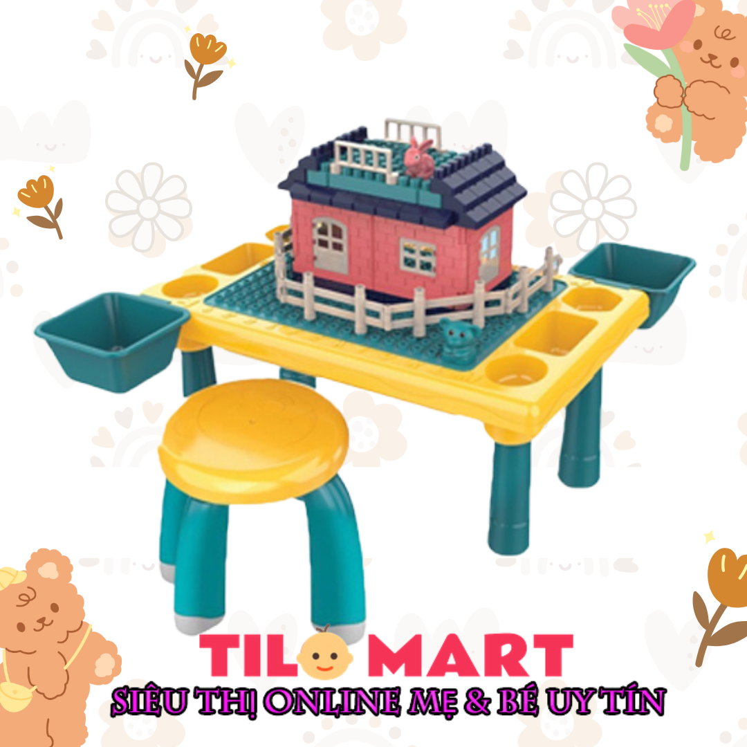 [HCM]Bàn lắp ghép lego đa năng kèm ghế cho bé (Quà tặng tã Moony)