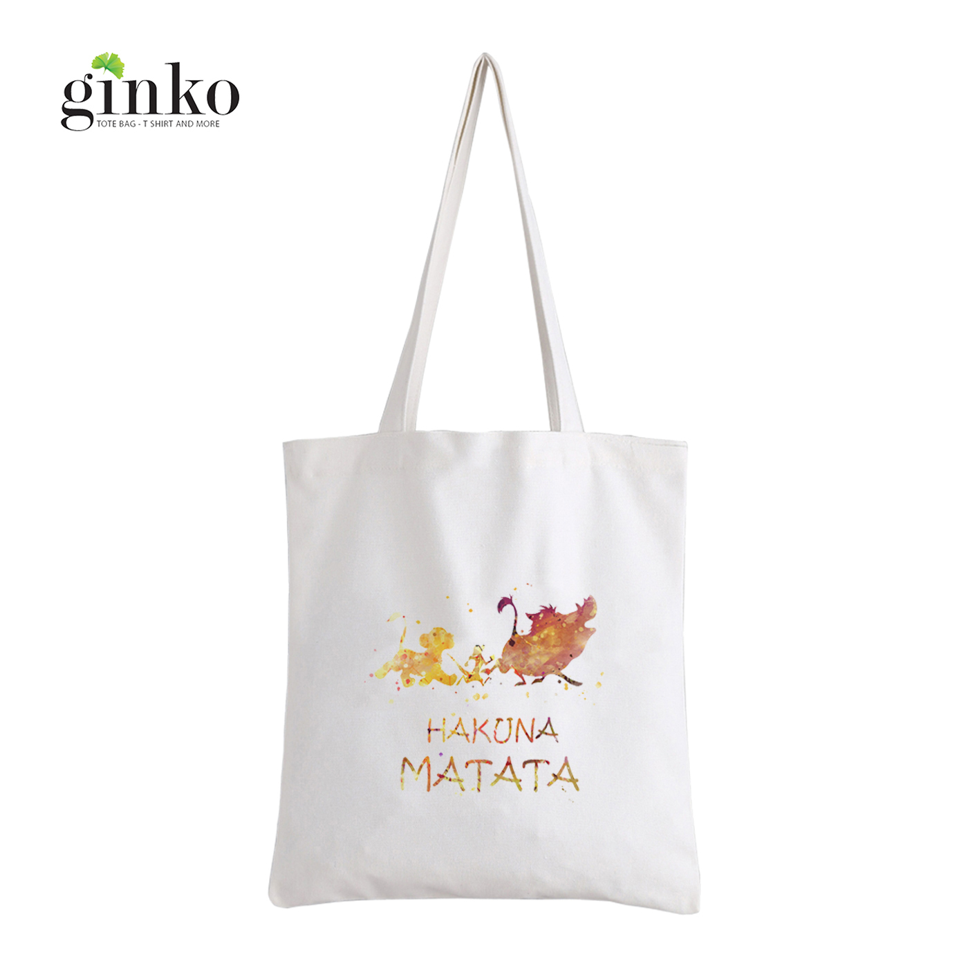 Túi vải tote ginko kiểu basic dây kéo in hình hakuna matata