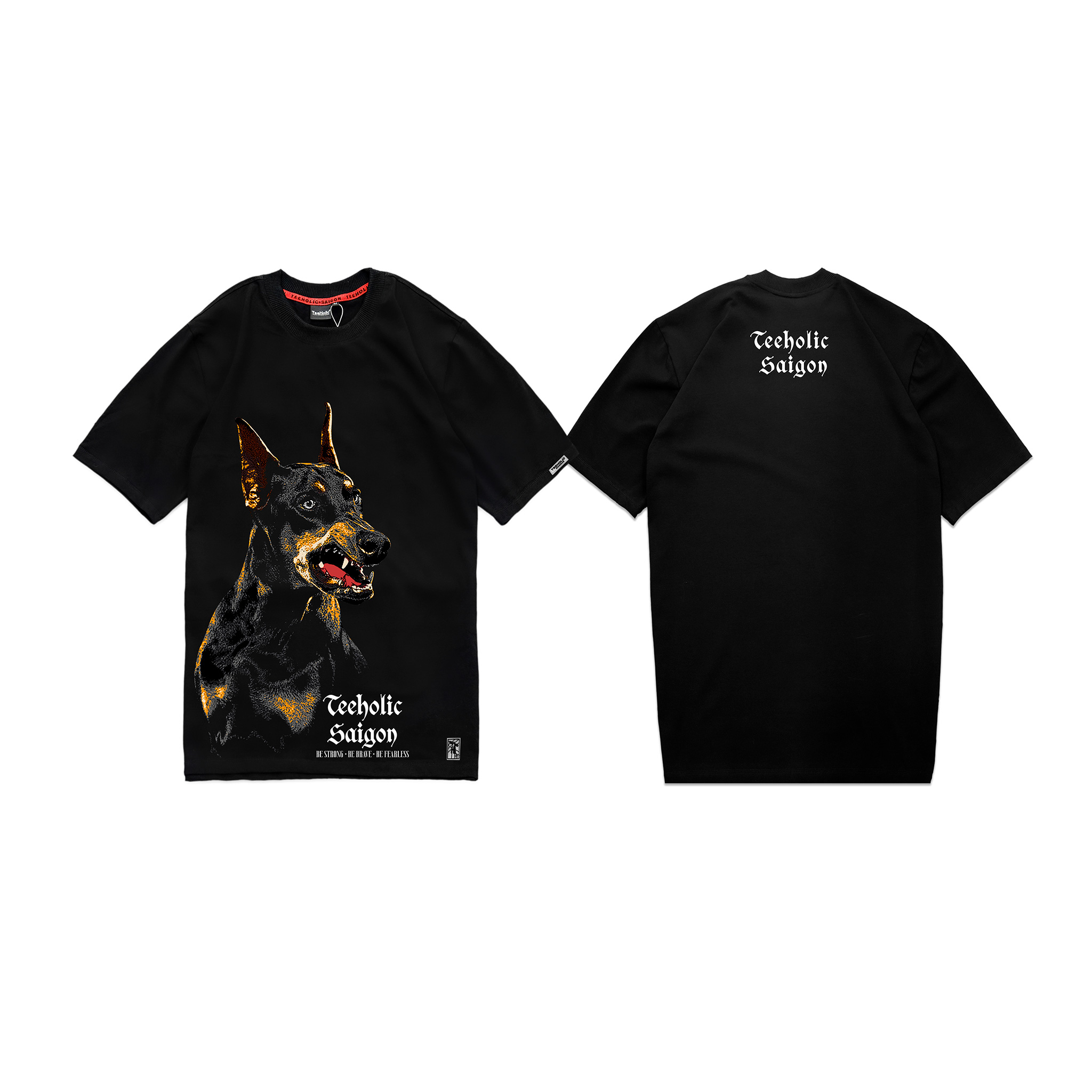 Áo thun unisex doberman ver2 màu đen teeholic-ths