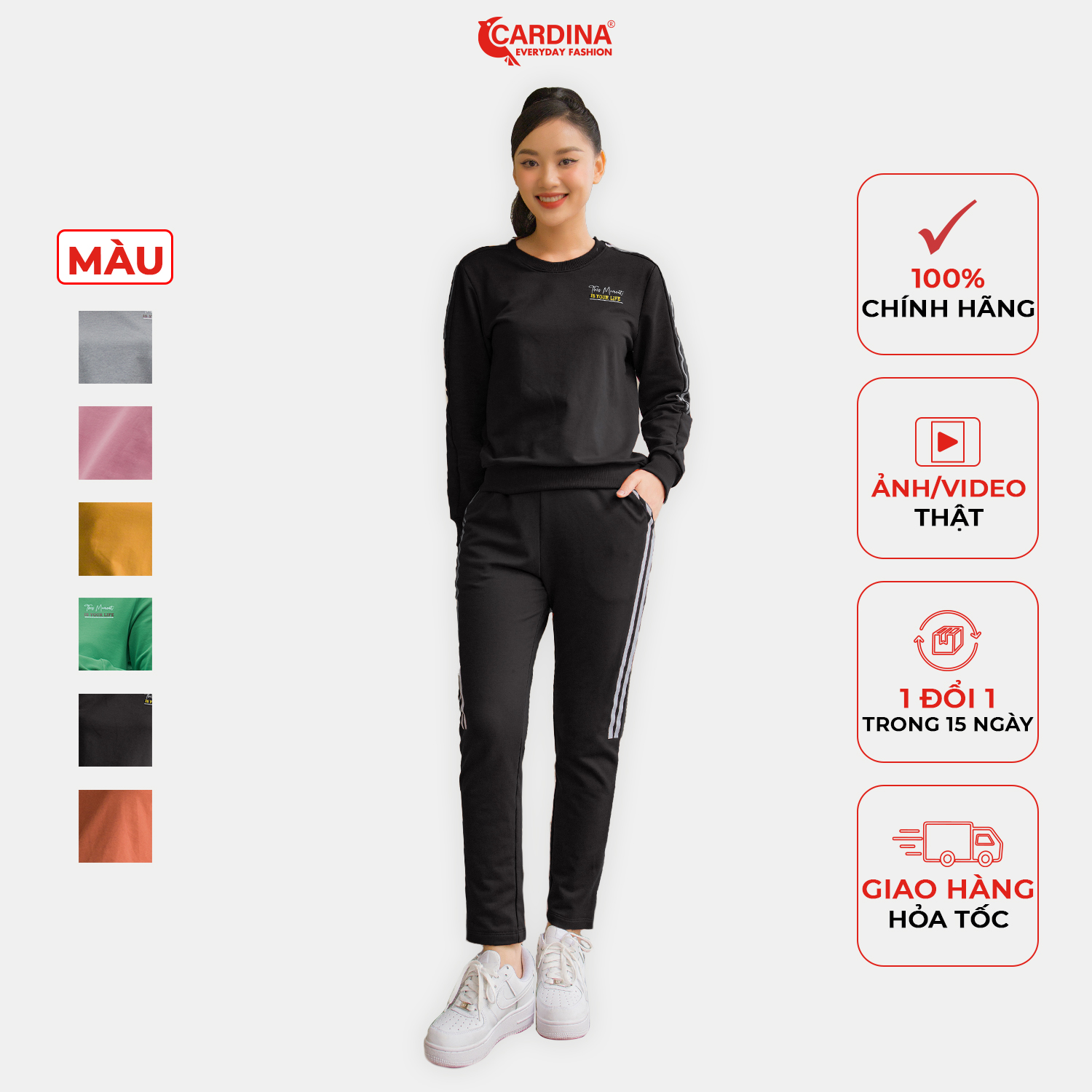 Bộ Đồ Thu Đông Nữ CARDINA Chất Nỉ Cao Cấp Dáng Thể Thao Năng Động 2NIF04