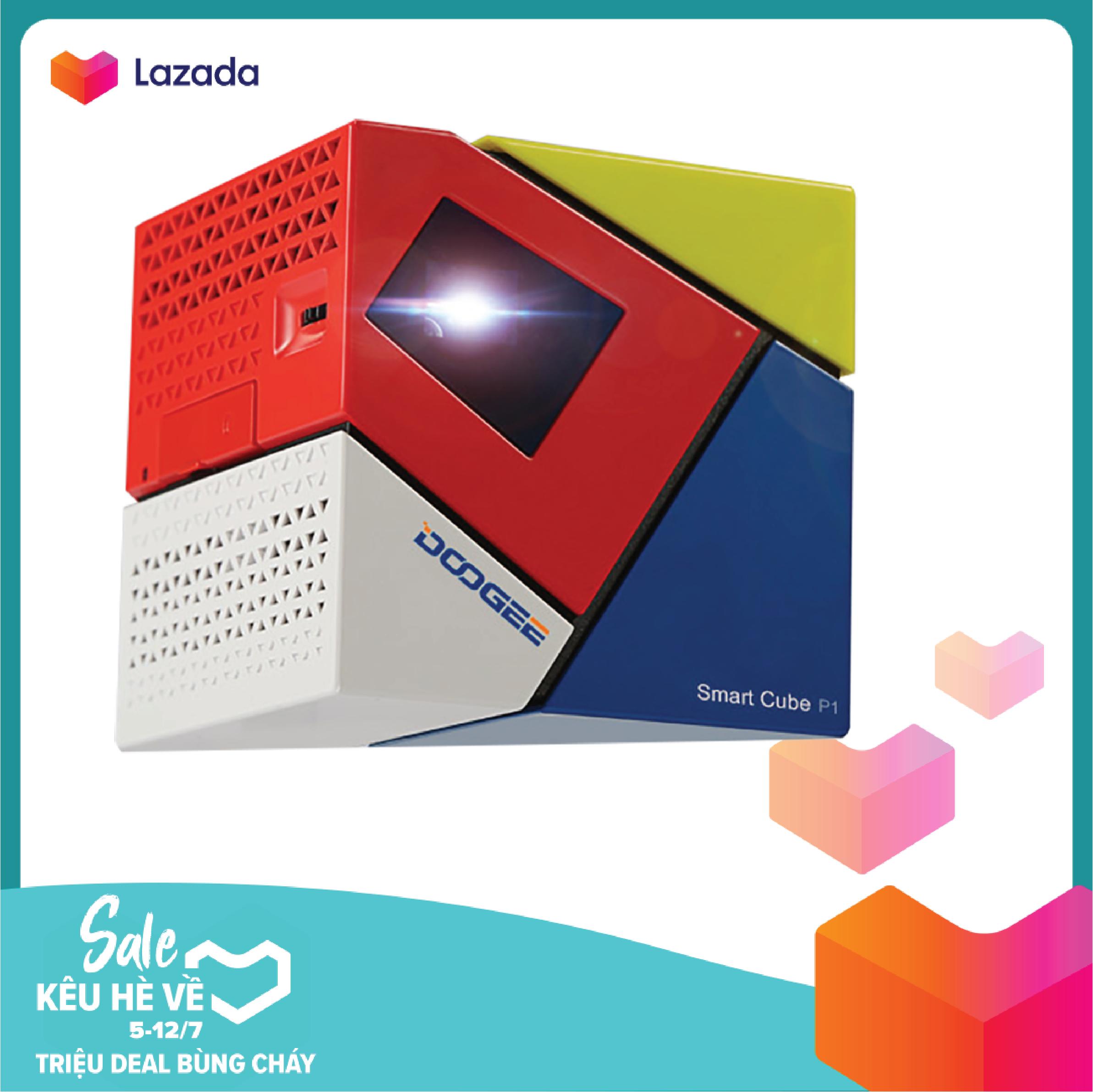 [HCM]Máy chiếu Mini projector Android TV Smart Box Smart Cube P1 Quad core 4 nhân bluetooth (Xanh đỏ trắng)