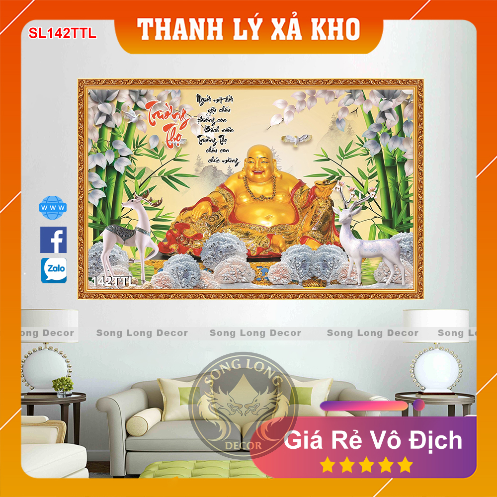 Tranh dán tường 3d tài lộc phú quý bình an - sl142ttl-tranh 3d phòng khách - song long decor