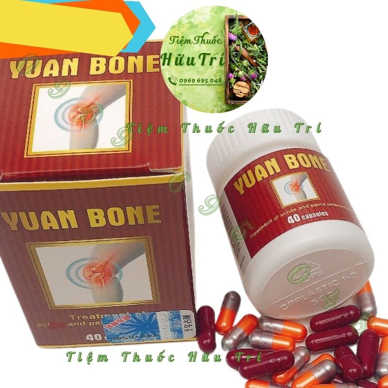 Yuan Bone - Bone Đỏ  40 Viên (Hộp Đỏ Đậm - Xịn )- Giảm Đau Nhức Xương Khớp, Thấp Khớp
